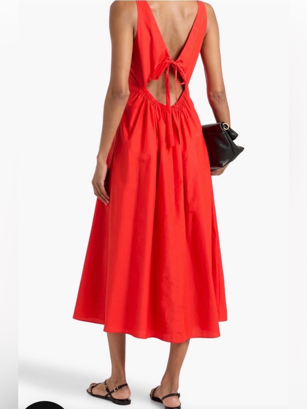 NWT Theory Soft Lawn Open Back Maxi Dress Poppy Red XL Cotton Blend $365